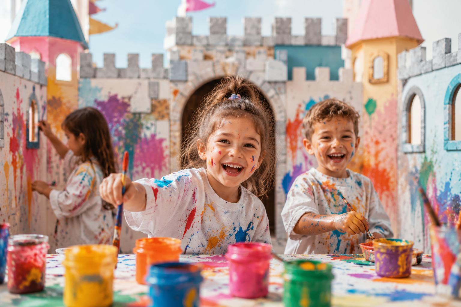 Crianças brincando no castelo